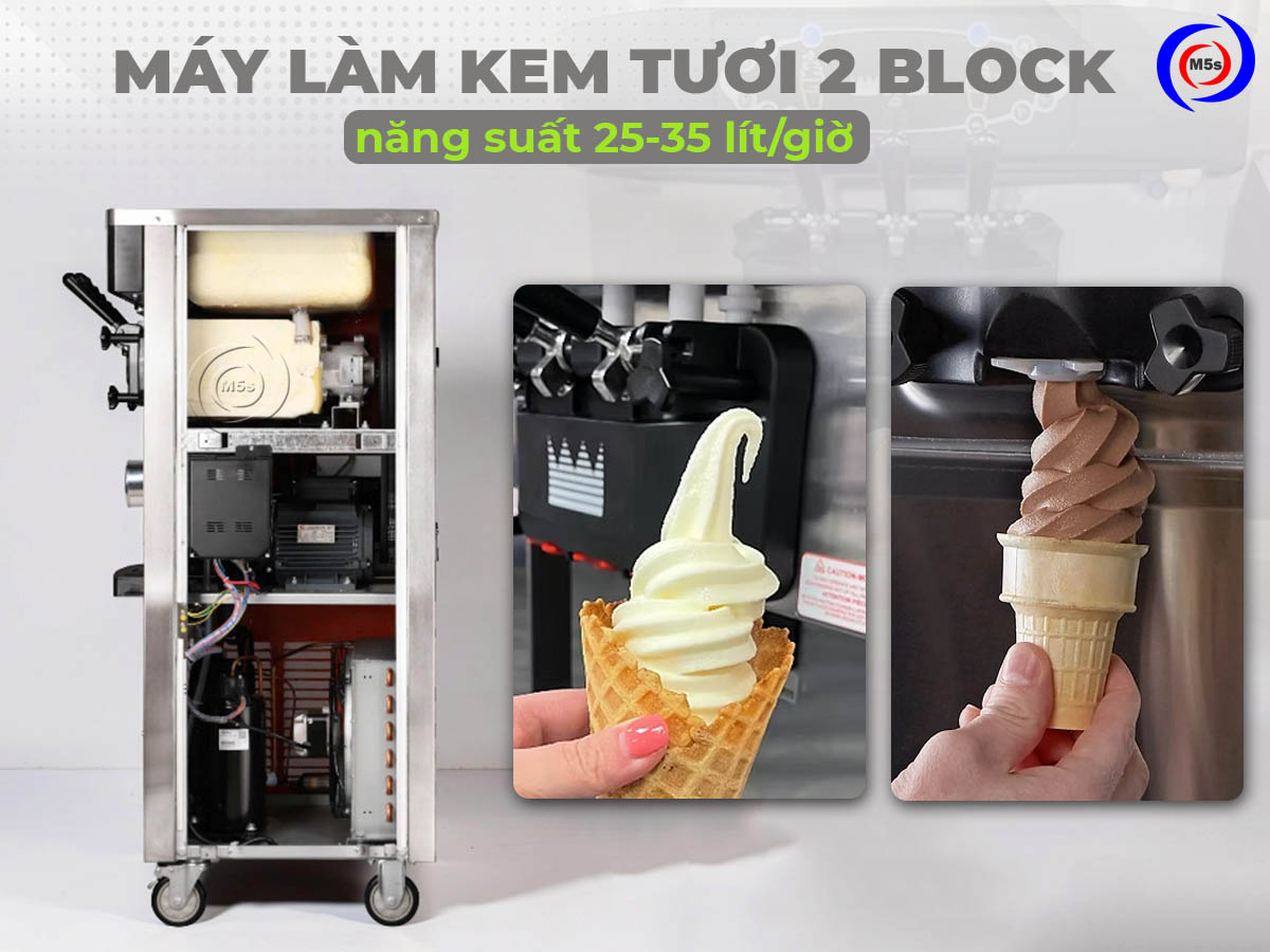 Máy làm kem tươi 2 block