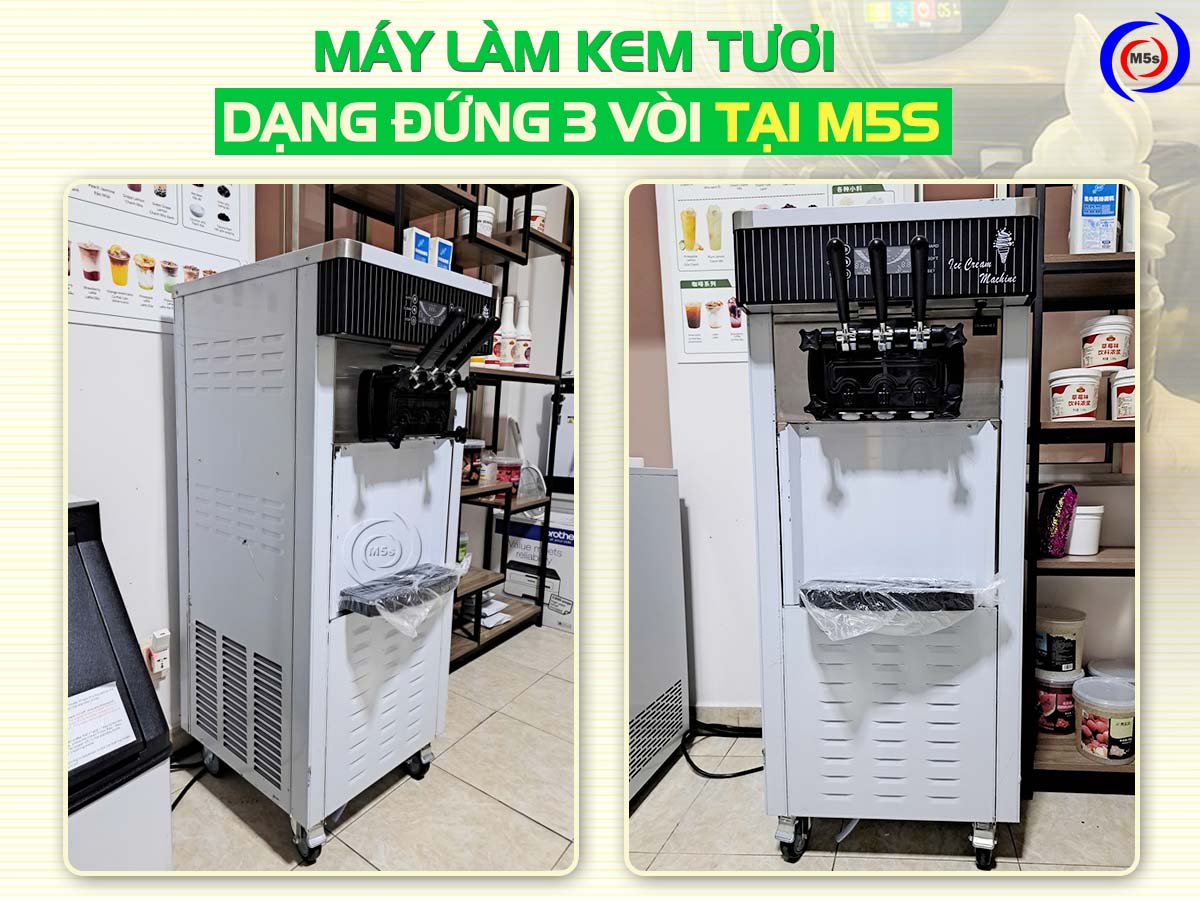 Máy làm kem tươi dạng đứng 3 vòi Máy làm kem tươi dạng đứng 3 vòi