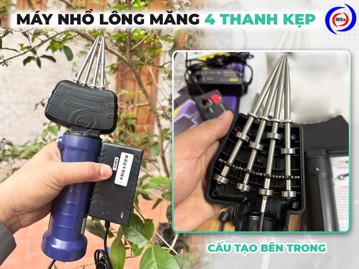 Máy làm lông tơ gà vịt cầm tay 4 thanh kẹp