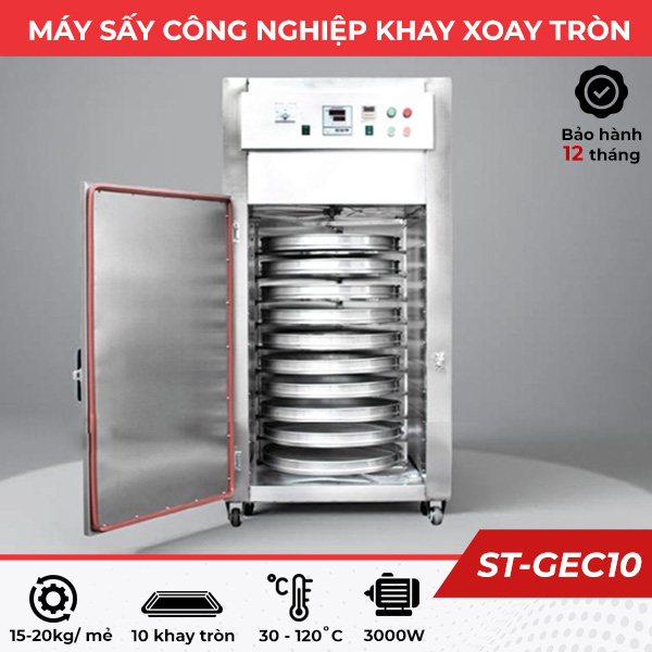 Máy sấy hoa quả công nghiệp 10 khay xoay tròn ST-GEC10 Máy sấy hoa quả công nghiệp 10 khay xoay tròn ST-GEC10