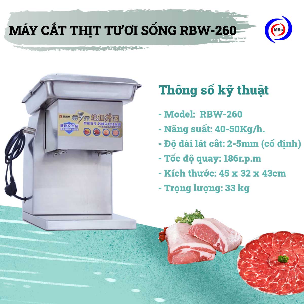 Máy cắt thịt tươi sống RBW-260 Máy cắt thịt tươi sống RBW-260