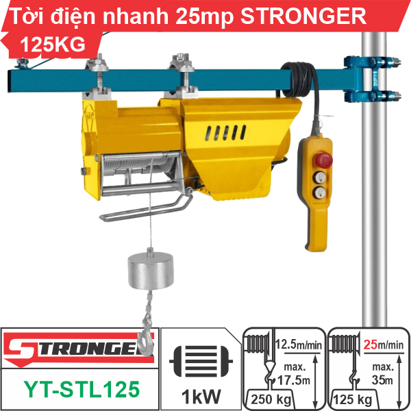 Máy tời điện nhanh 125kg 25mp Stronger