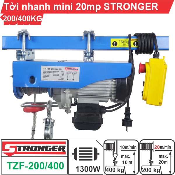 Máy tời điện nhanh mini 200-400kg 20m/p Stronger TZF-200/400