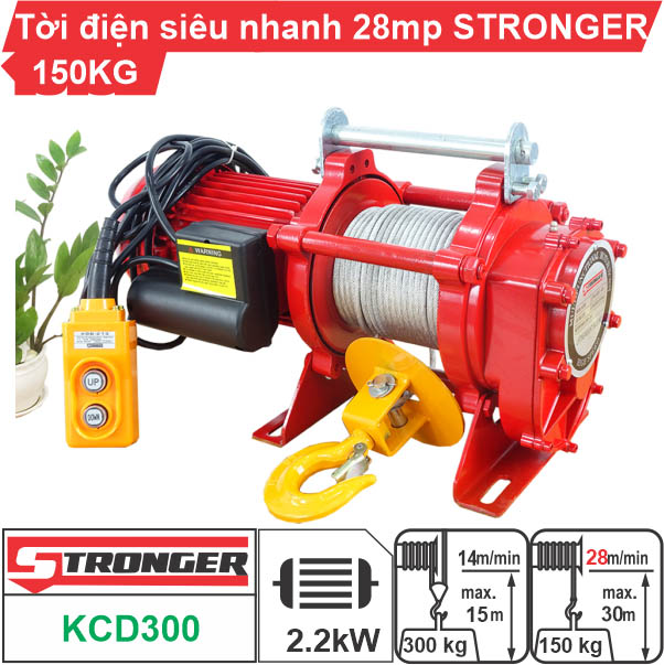 Máy tời nhanh xây dựng 150-300kg 28m/phút STRONGER KCD300