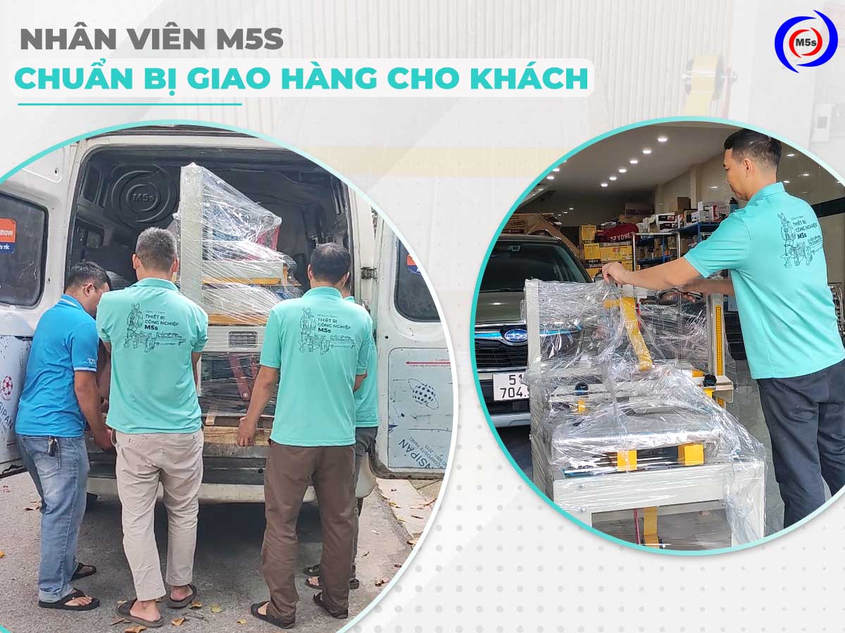 Nhân viên M5s chuẩn bị giao hàng cho khách