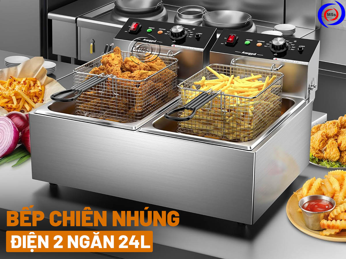 Bếp chiên nhúng điện 2 ngăn 24L Bếp chiên nhúng điện 2 ngăn 24L