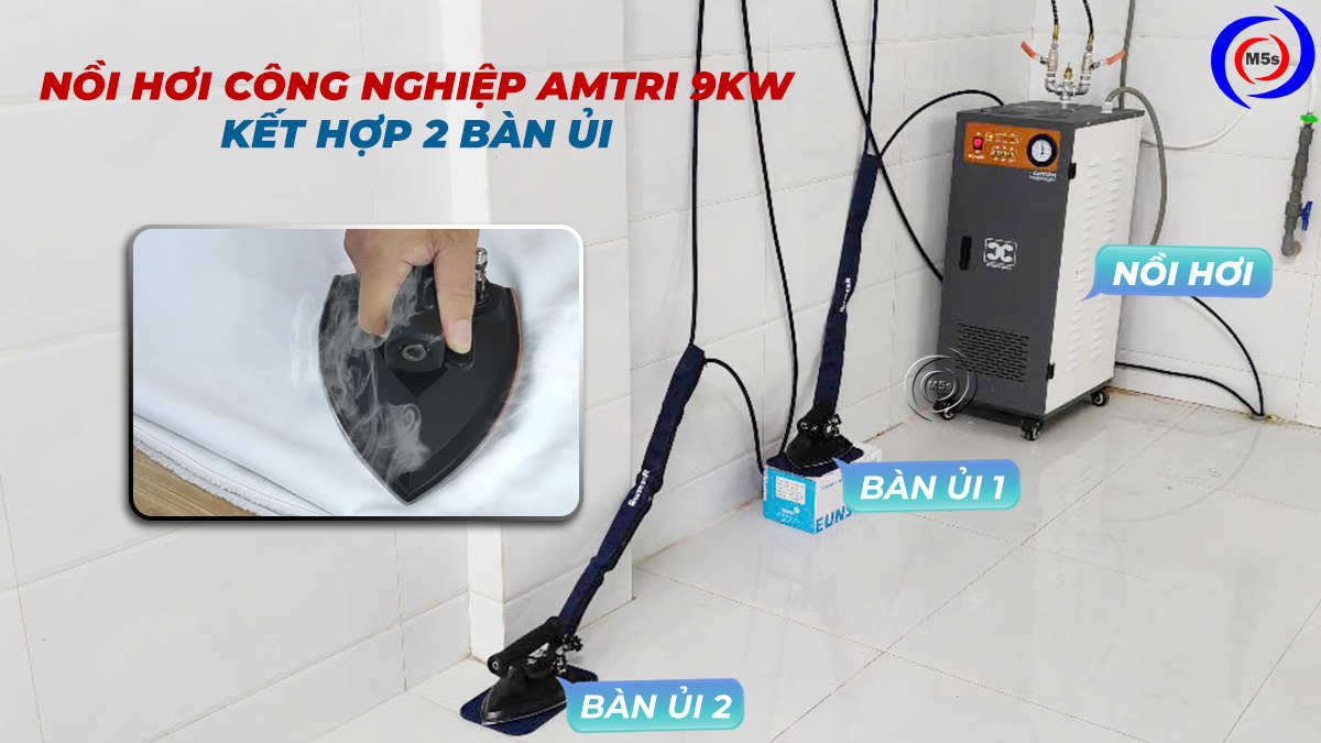 Nồi hơi bàn là TRI09 kết hợp với 2 bàn ủi