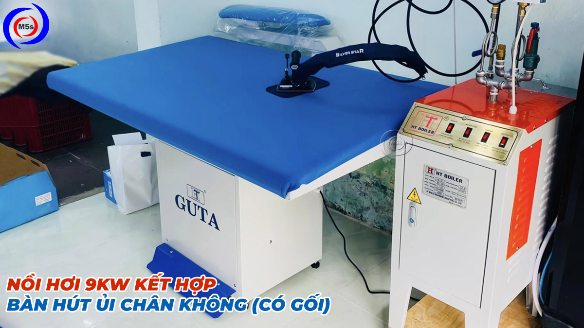 Nồi ủi hơi công nghiệp 9KW HA9 và bàn hút ủi có gối