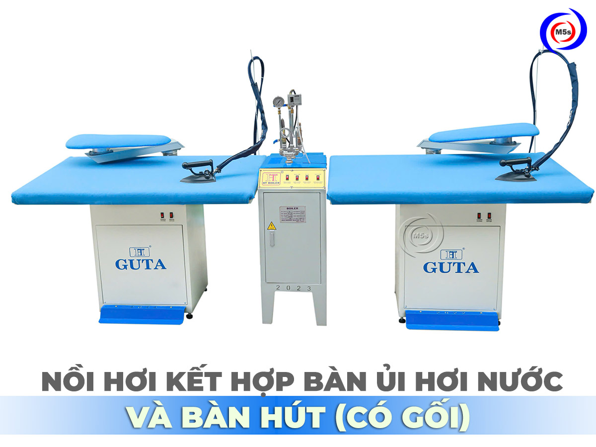 Nồi ủi hơi 18KW HA18 kết hợp với bàn hút ủi có gối Nồi ủi hơi 18KW HA18 kết hợp với bàn hút ủi có gối