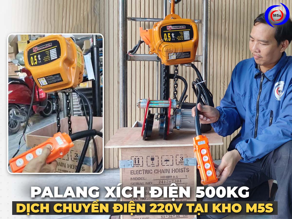 Palang xích điện 500kg dịch chuyển 220V