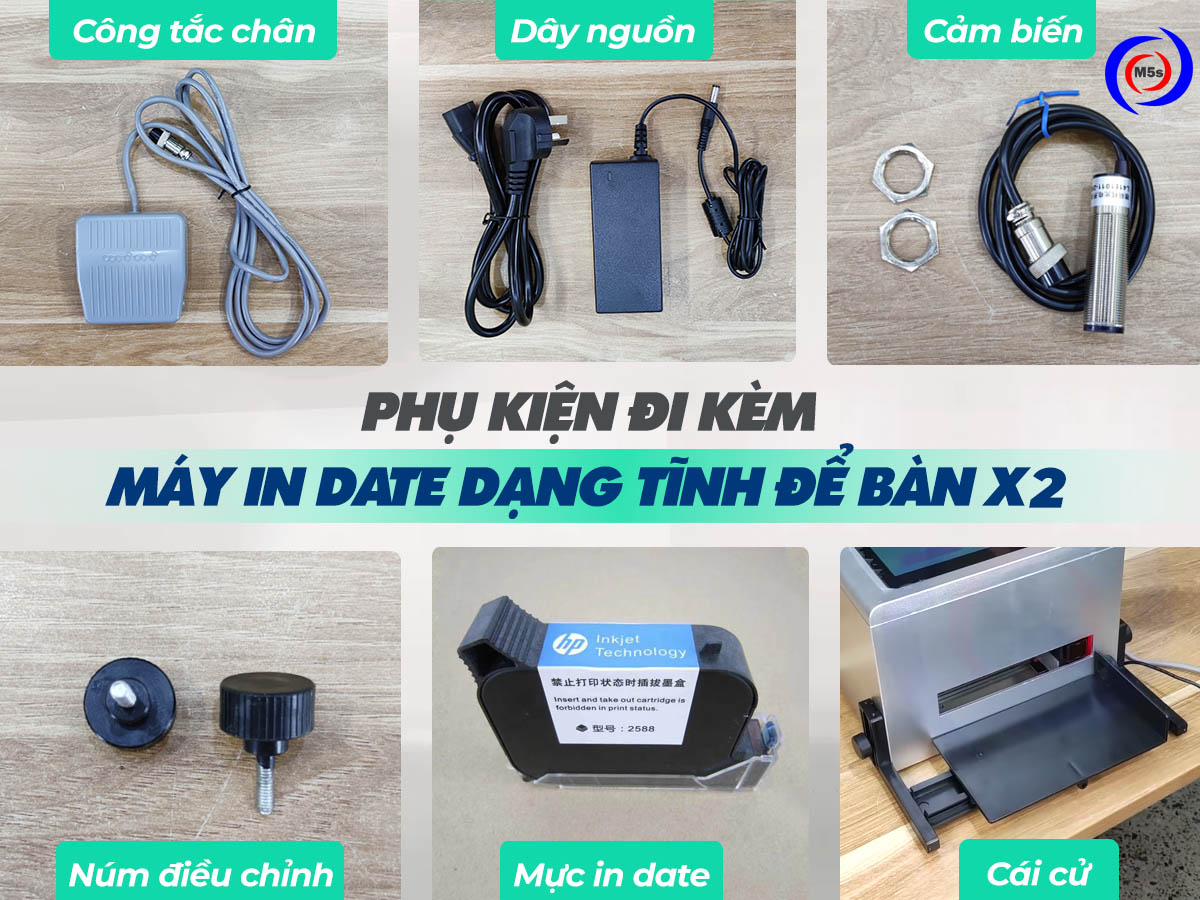 Phụ kiện đi kèm máy in date dạng tĩnh X2