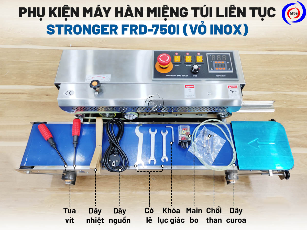 Bộ phụ kiện đi kèm của máy hàn túi FRD-750I vỏ inox