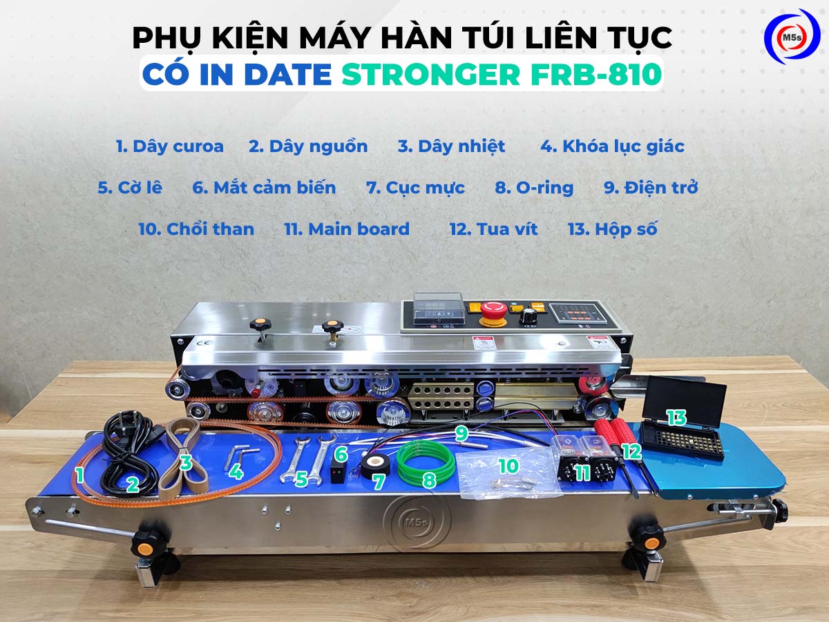 Bộ phụ kiện đi kèm của máy hàn túi có in date FRB-810 Bộ phụ kiện đi kèm của máy hàn túi có in date FRB-810