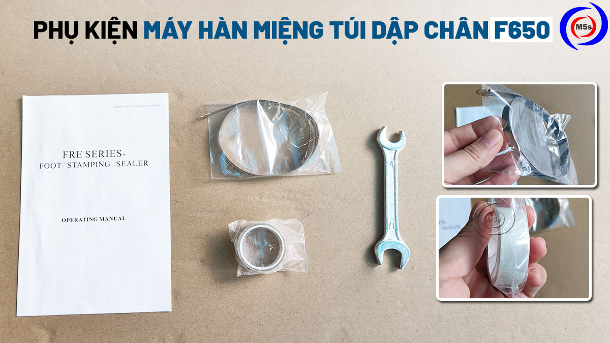 Bộ phụ kiện đi kèm của máy hàn túi dập chân