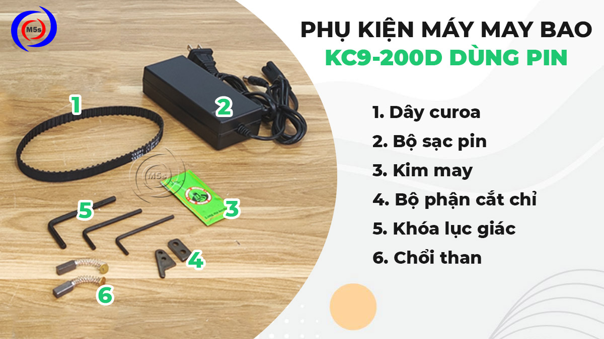 Phụ kiện đi kèm máy khâu bao pin KC9-200D