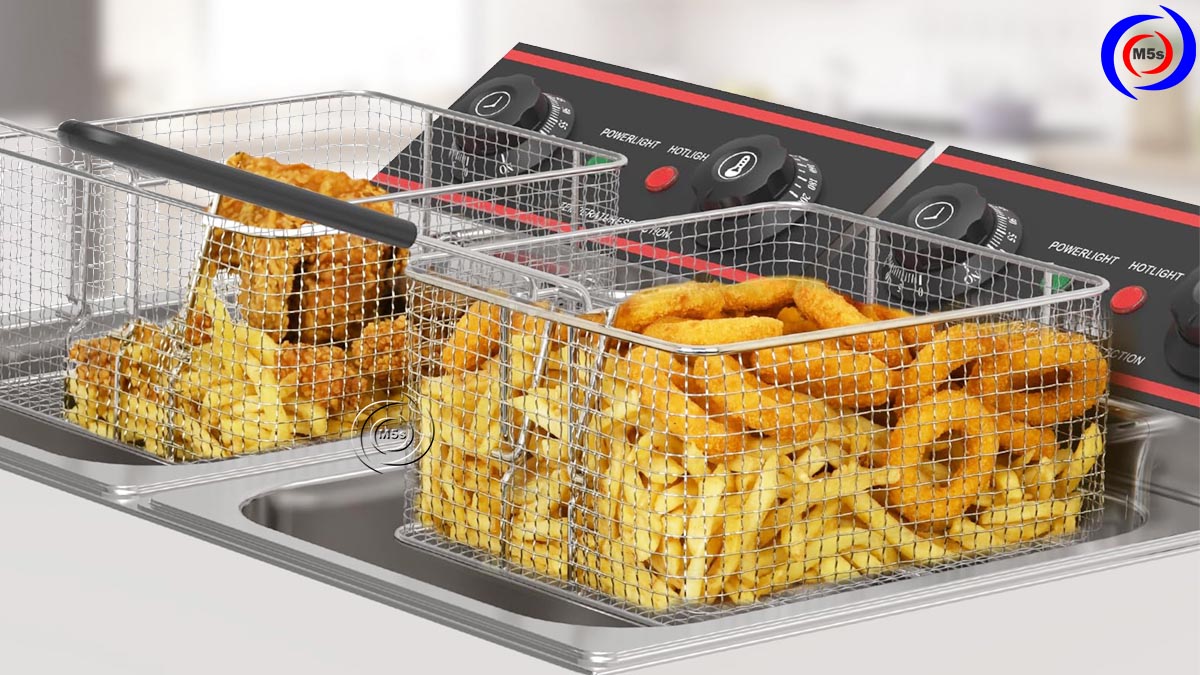 bếp chiên nhúng công nghiệp 2 ngăn