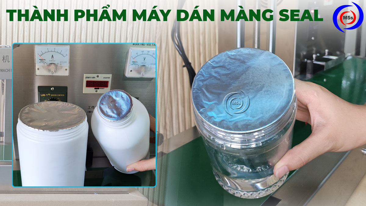 thành phẩm máy dán màng seal tự động