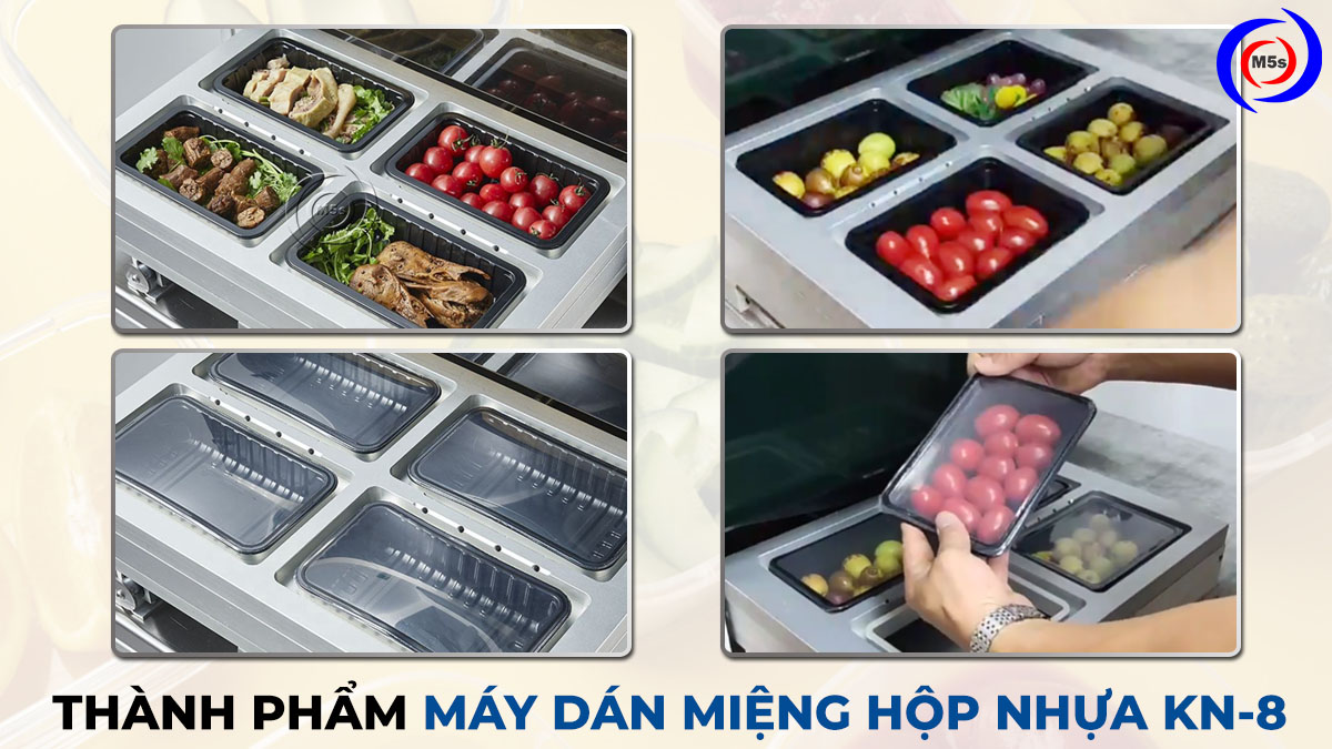 Thành phẩm máy dán miệng khay hộp nhựa KN-8