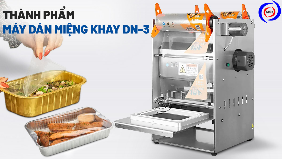 Thành phẩm máy dán miệng khay nhôm KN-3 Thành phẩm máy dán miệng khay nhôm KN-3