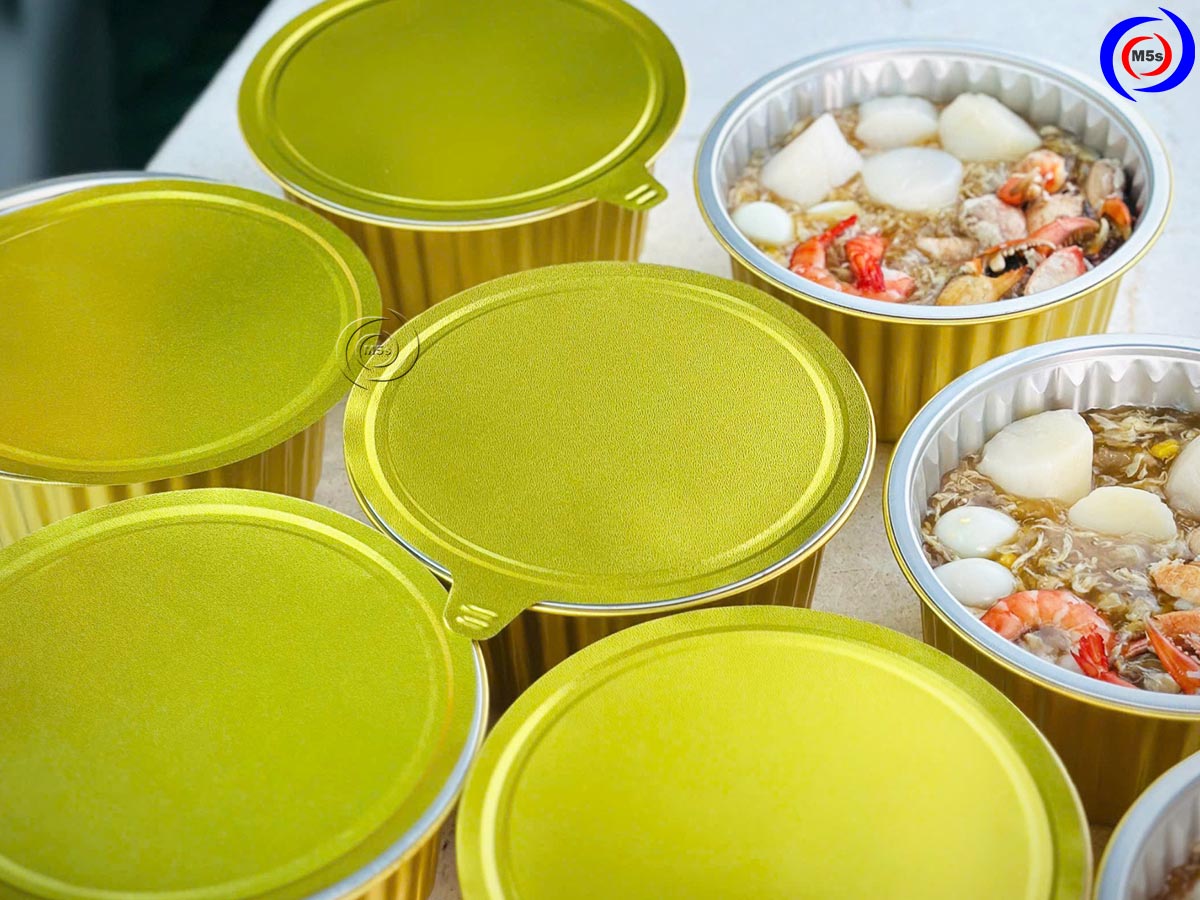 thành phẩm máy dán miệng khay nhôm thành phẩm máy dán miệng khay nhôm