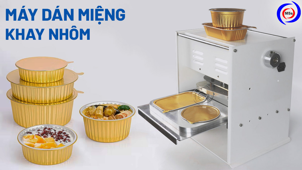 thành phẩm máy dán miệng khay nhôm thành phẩm máy dán miệng khay nhôm
