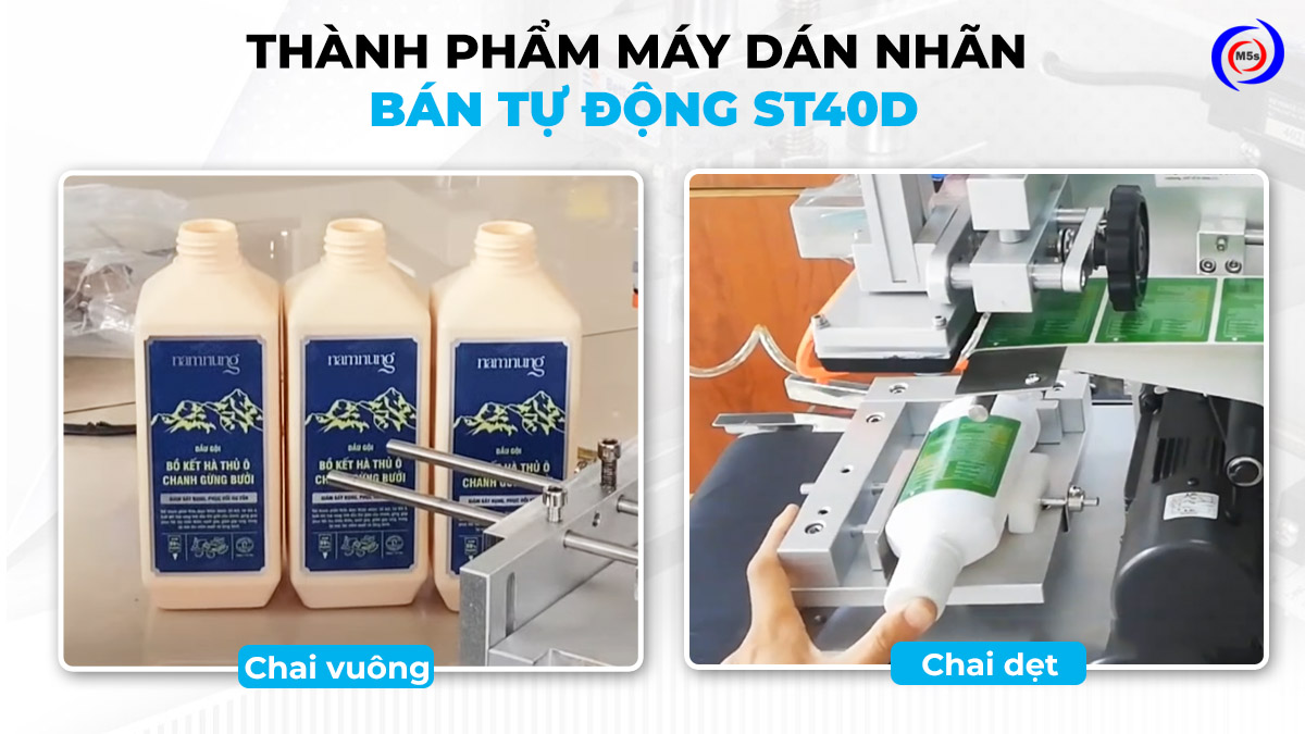 thành phẩm máy dán nhãn chai dẹp, chai vuông ST-40D 