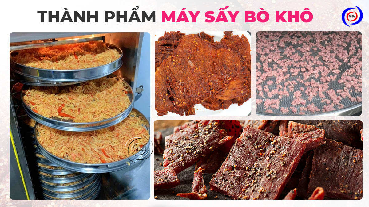Thành phẩm máy sấy bò khô 10 khay dạng xoay