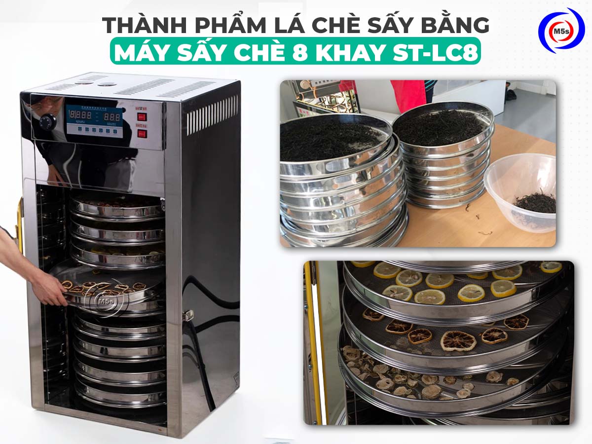 Thành phẩm lá chè sấy bằng máy sấy thực phẩm 8 khay ST-LC8 Thành phẩm lá chè sấy bằng máy sấy thực phẩm 8 khay ST-LC8