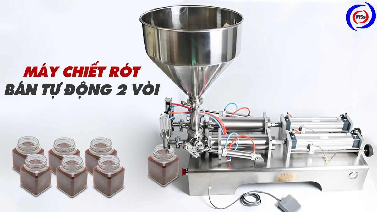 Thực tế máy chiết rót bán tự động 2 vòi cr5 Thực tế máy chiết rót bán tự động 2 vòi cr5