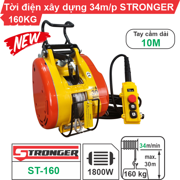 Tời xây dựng siêu nhanh 160kg 34m/phút STRONGER