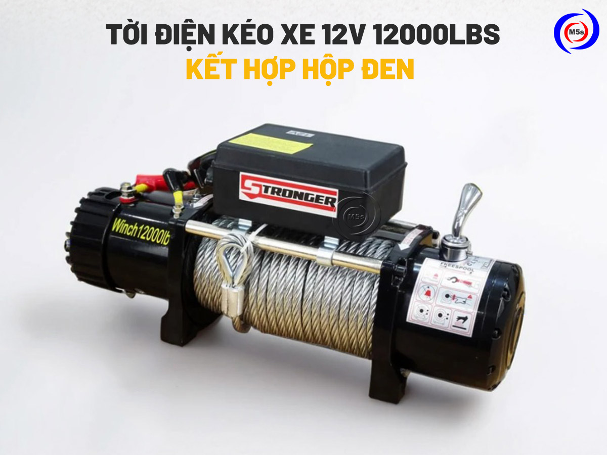 Tời điện kéo xe 12V 12000Lbs kết hợp hộp đen
