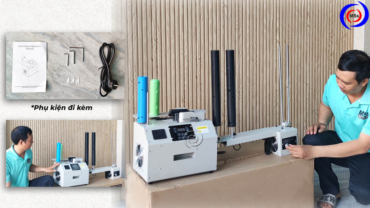 máy thổi túi đệm khí H18 Plus và phụ kiện đi kèm