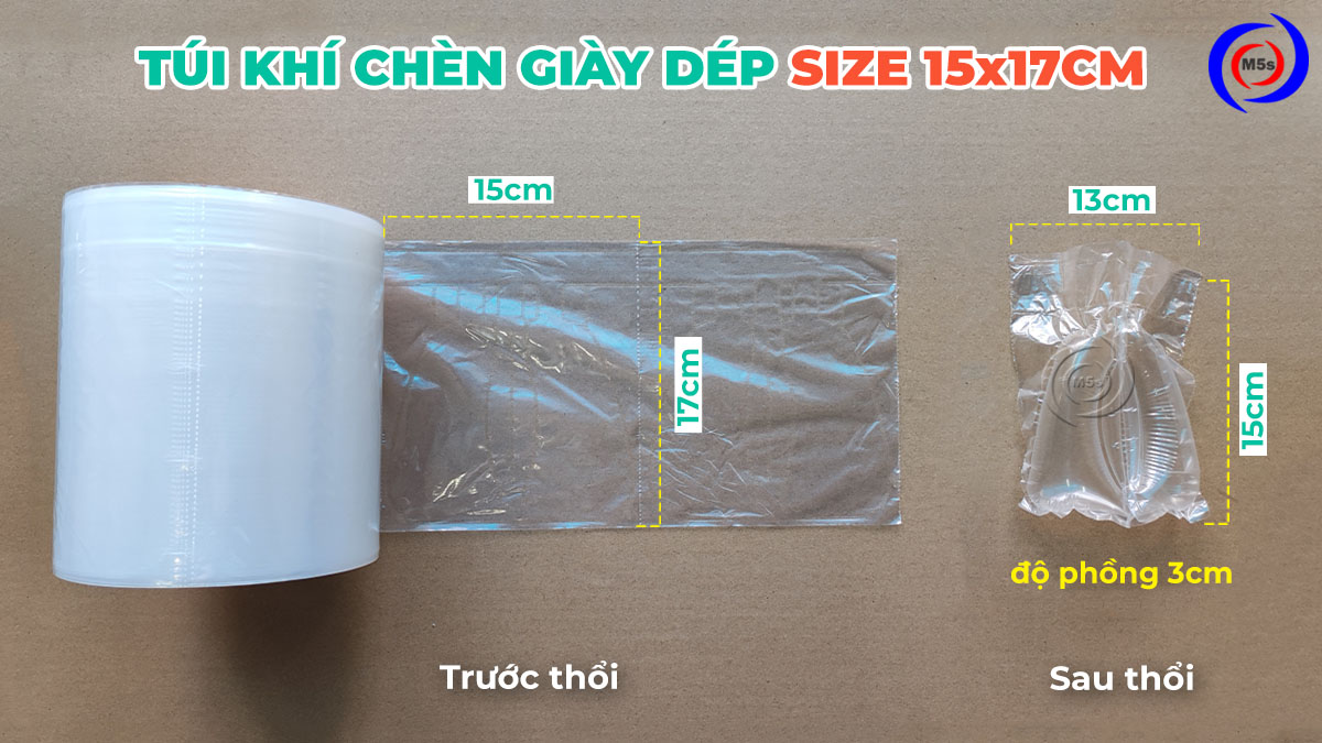 túi khí chèn giày dép size 15x17cm