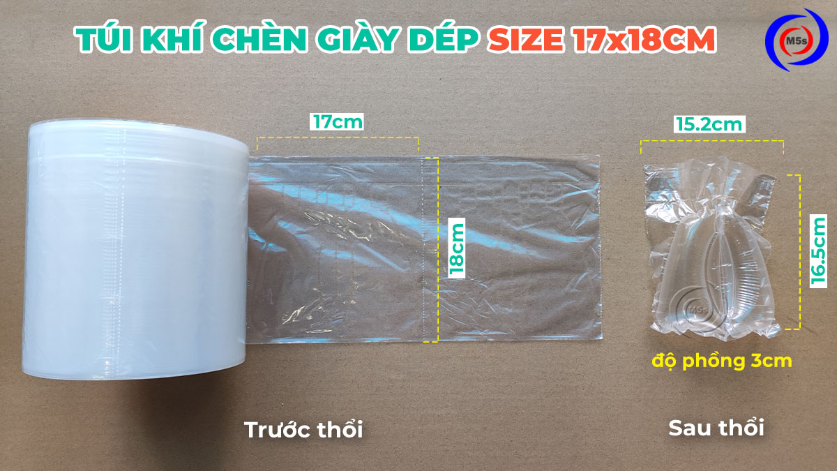 túi khí chèn giày dép size 17x18cm
