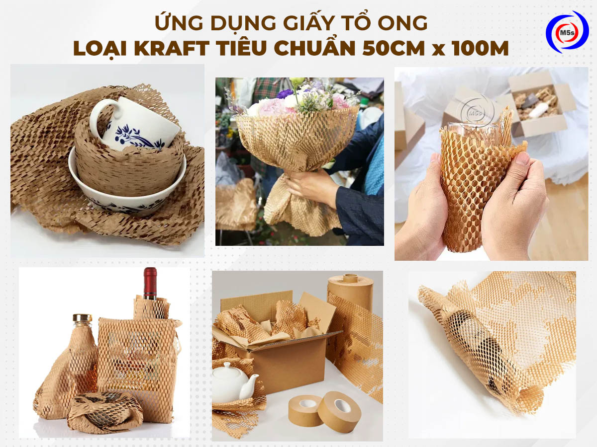 Ứng dụng cuộn giấy tổ ong loại kraft tiêu chuẩn 50cm x 100m