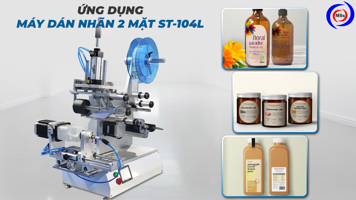 ứng dụng của máy dán nhãn chai 2 mặt ST-104L
