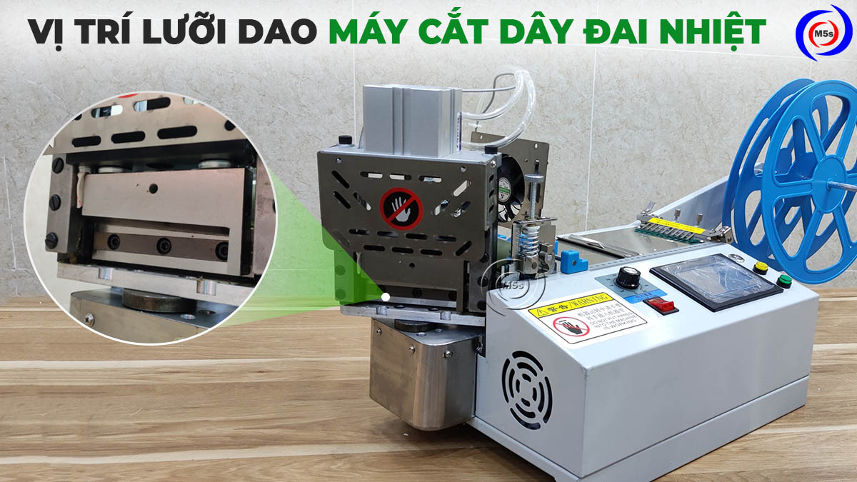 vị trí lưỡi dao máy cắt dây đai nhiệt